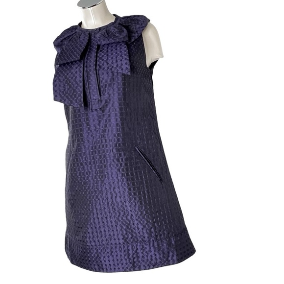 NWOT BCBG MaxAzria Dark Textured Purple Ruffle Collar Dress Women's Size M - Picture 7 of 16